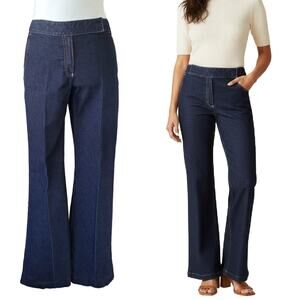 VTG Express Precision Fit Trouser Jeans 6 Dark Wash Wide Leg High Rise Y2K Denim